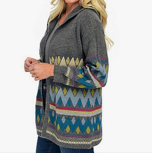 Women’s Christopher & Banks Striped Hooded Cardigan, sz S - Picture 2 of 6